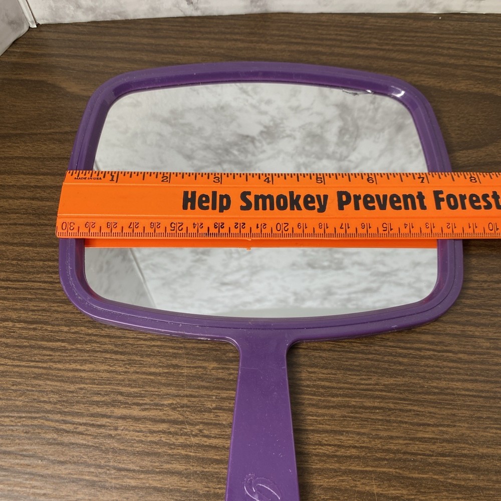 Vtg Handheld Goody Mirror with Handle, Purple, DMG READ