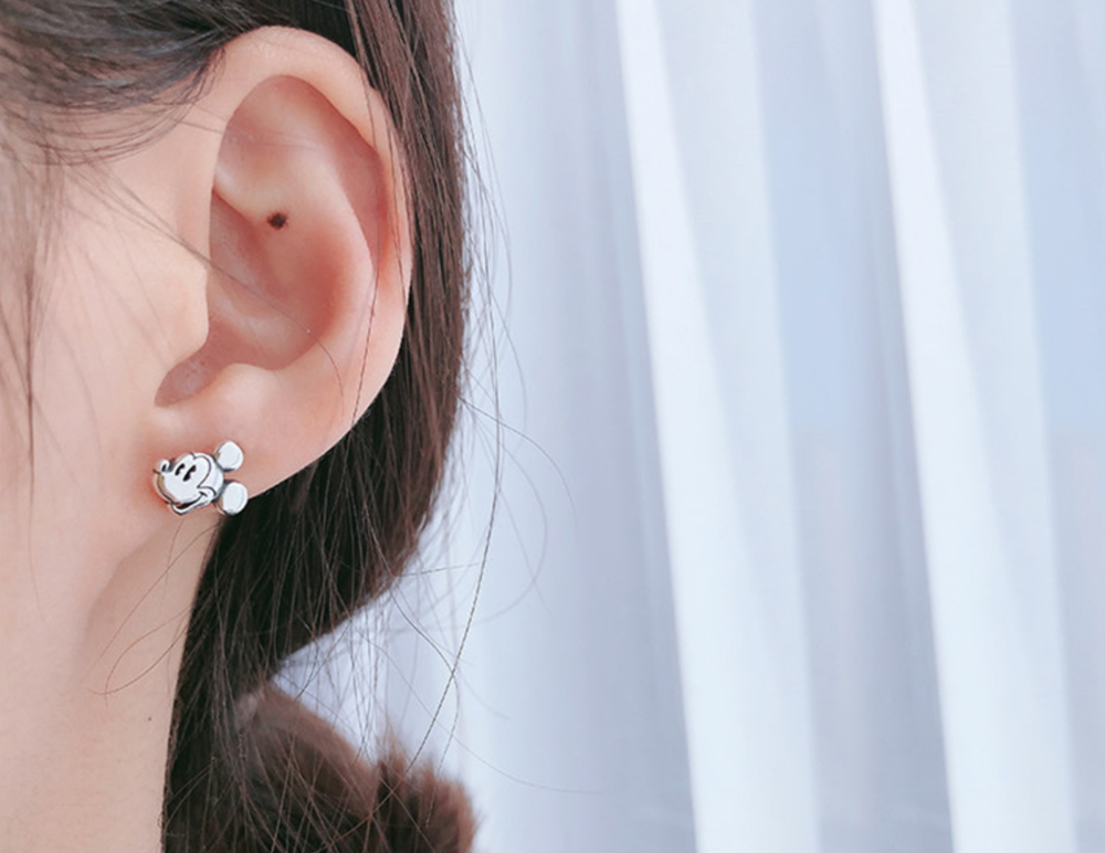 Adorable Silver Disney Mickey Mouse Stud Earrings
