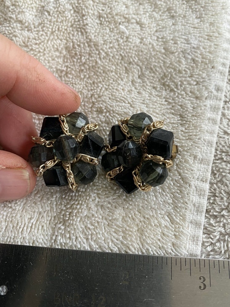 Vintage Western Germany Earrings Gray
