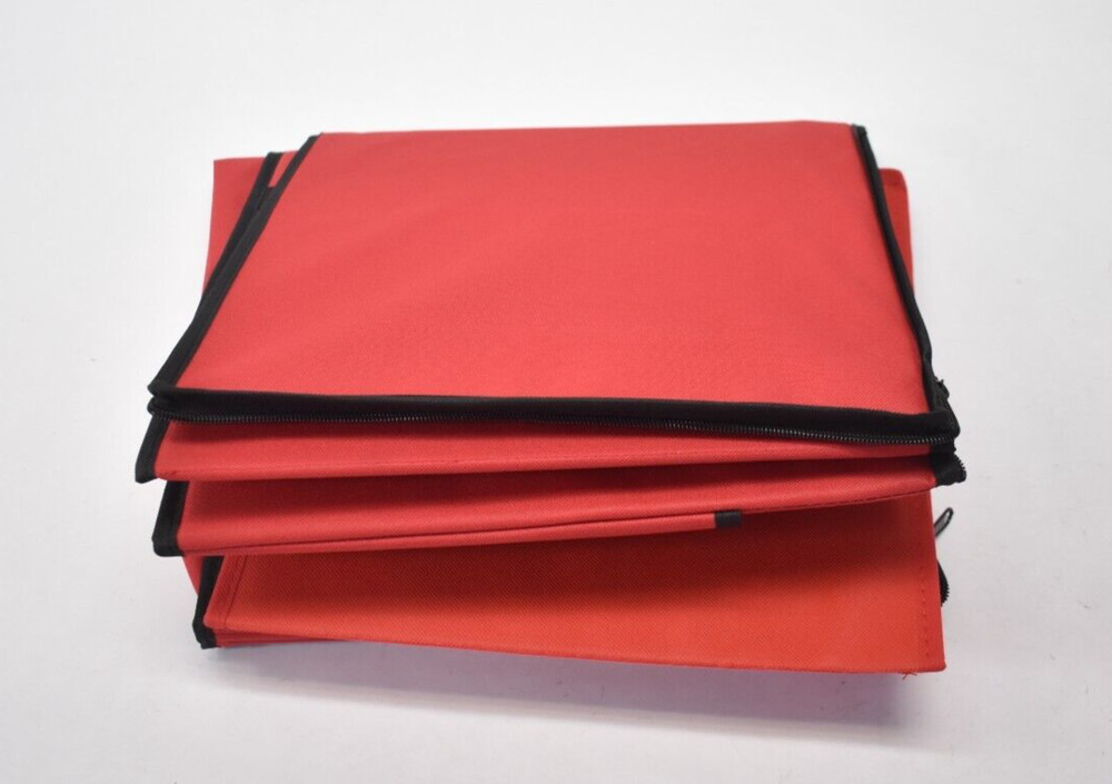 Songmics Collapsible Storage Tote Bin w Zippered Lid Red/Black Rectangular