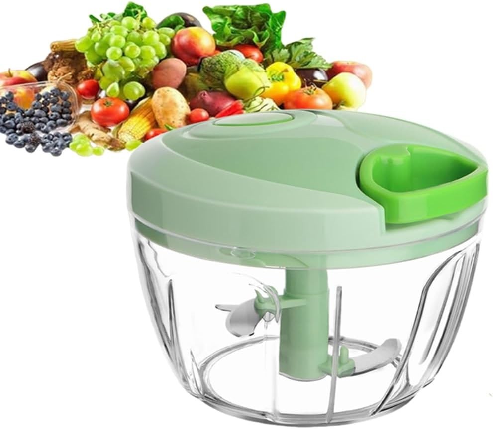 Vegetable Chopper Manual Food Chopper W/ Container Hand Pull String Veggie