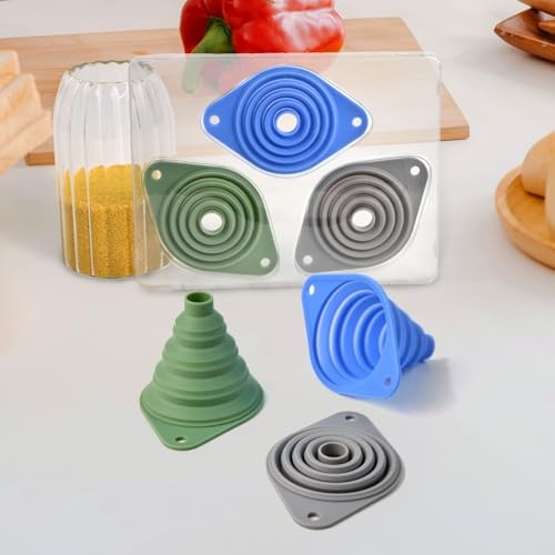 Kitchen Funnel Set 3 Pack Silicone Collapsible