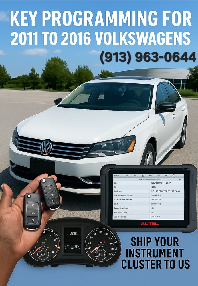 Volkswagen 2011- 2016 Dash Lost Key Replacement Mail In Key Programming Service!