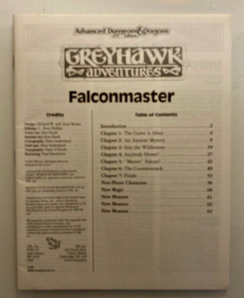 WGA2 Falconmaster Greyhawk AD&D D&D Greyhawk