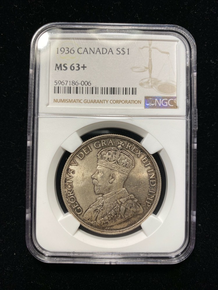 1936 Canada Dollar NGC MS63+ Choice Silver Dollar $1