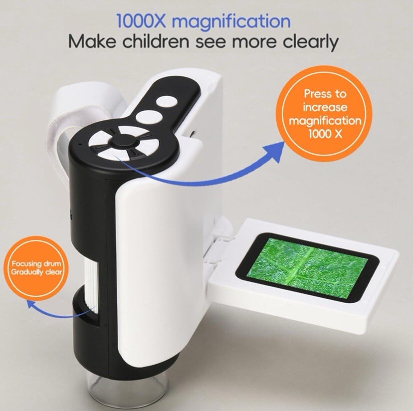 Microscope for Kids - 1000X Portable Handheld Kids Mini Microscope