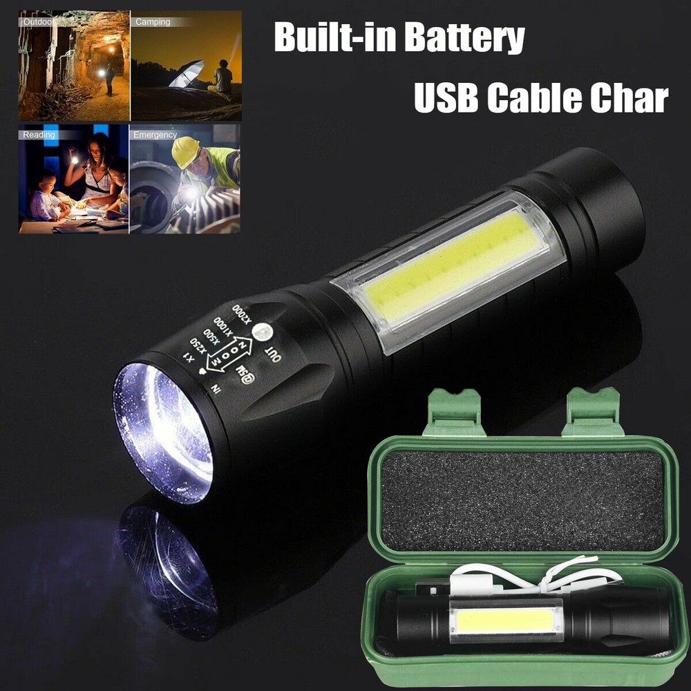 2x 950000000 Lumen Super Bright LED Tactical Flashlight Rechargeable Work Light