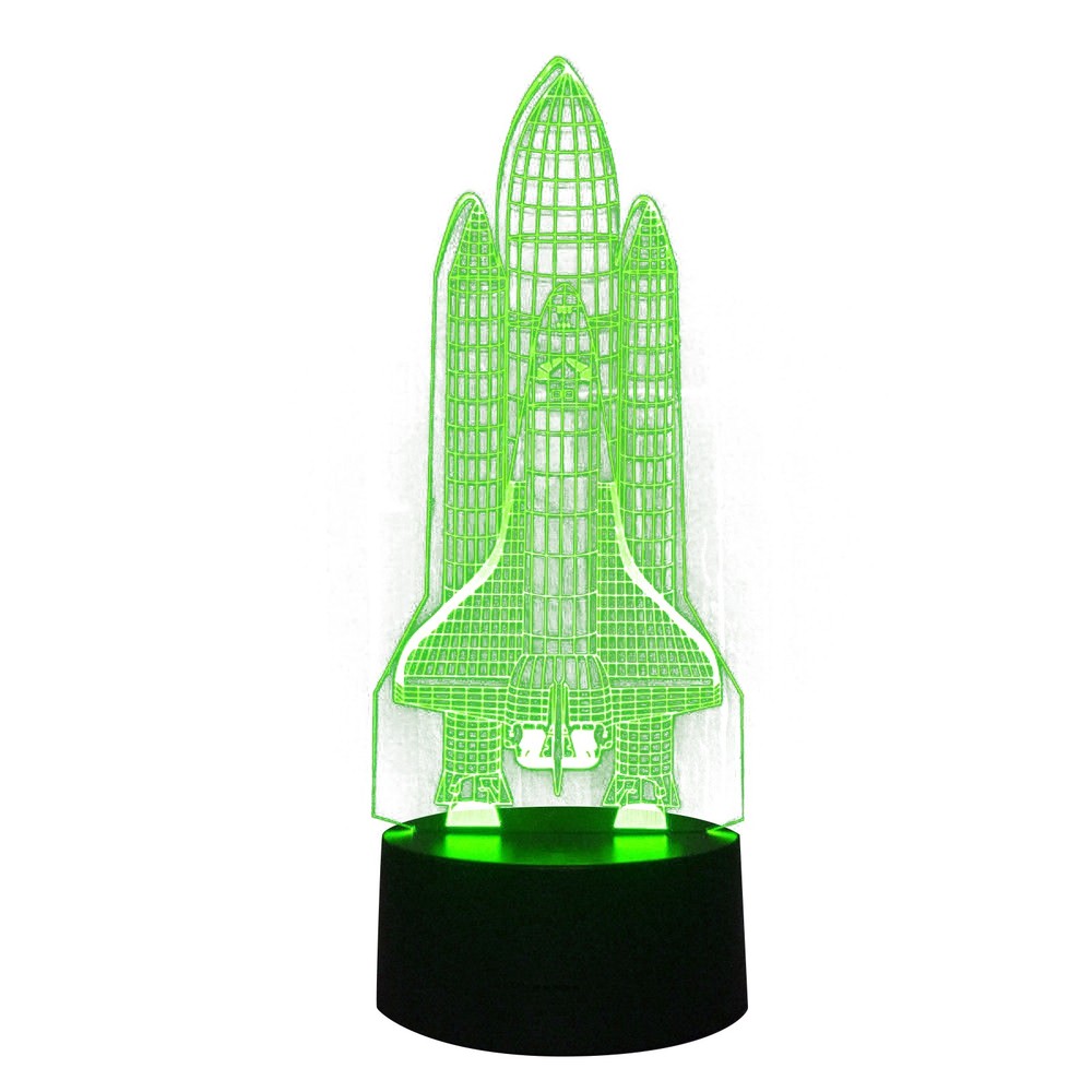 3D Space Rocket Night Light 7-Color Changing LED Table Lamp W/ Remote Control S