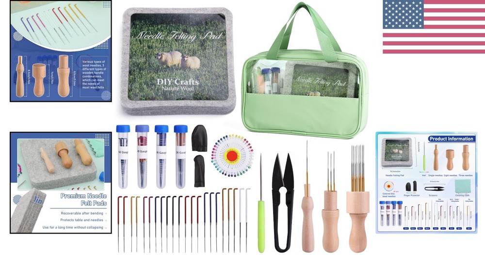 Rustic Needle Felting Kit: 40 Needles & Complete Tools - Creative Essentials
