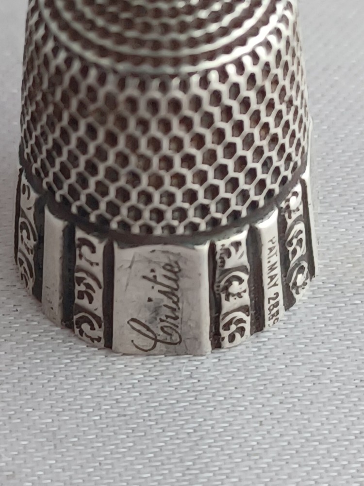 Decorated Sterling Thimble Mono Christie Size 9