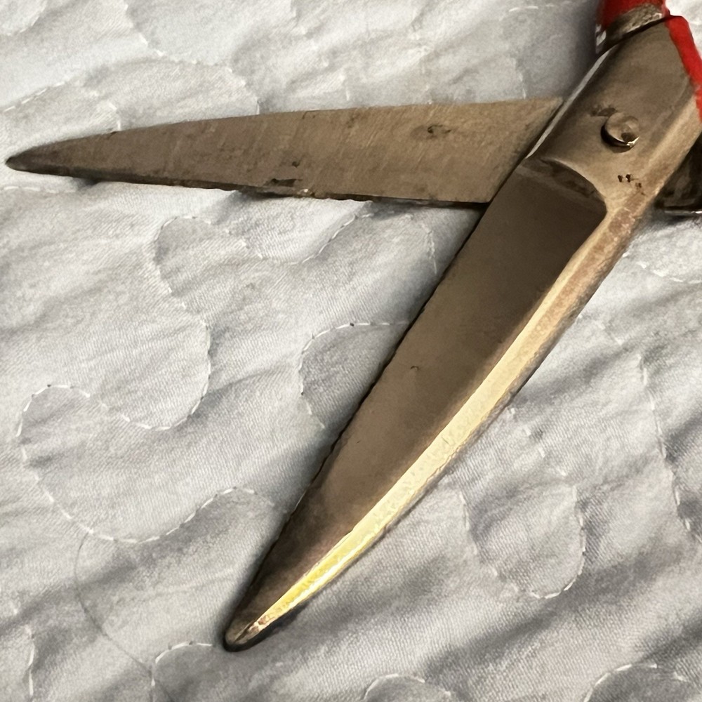 Vintage Kitchen Scissors Shears Red Handled Metal | Multipurpose 7.5” Taiwan