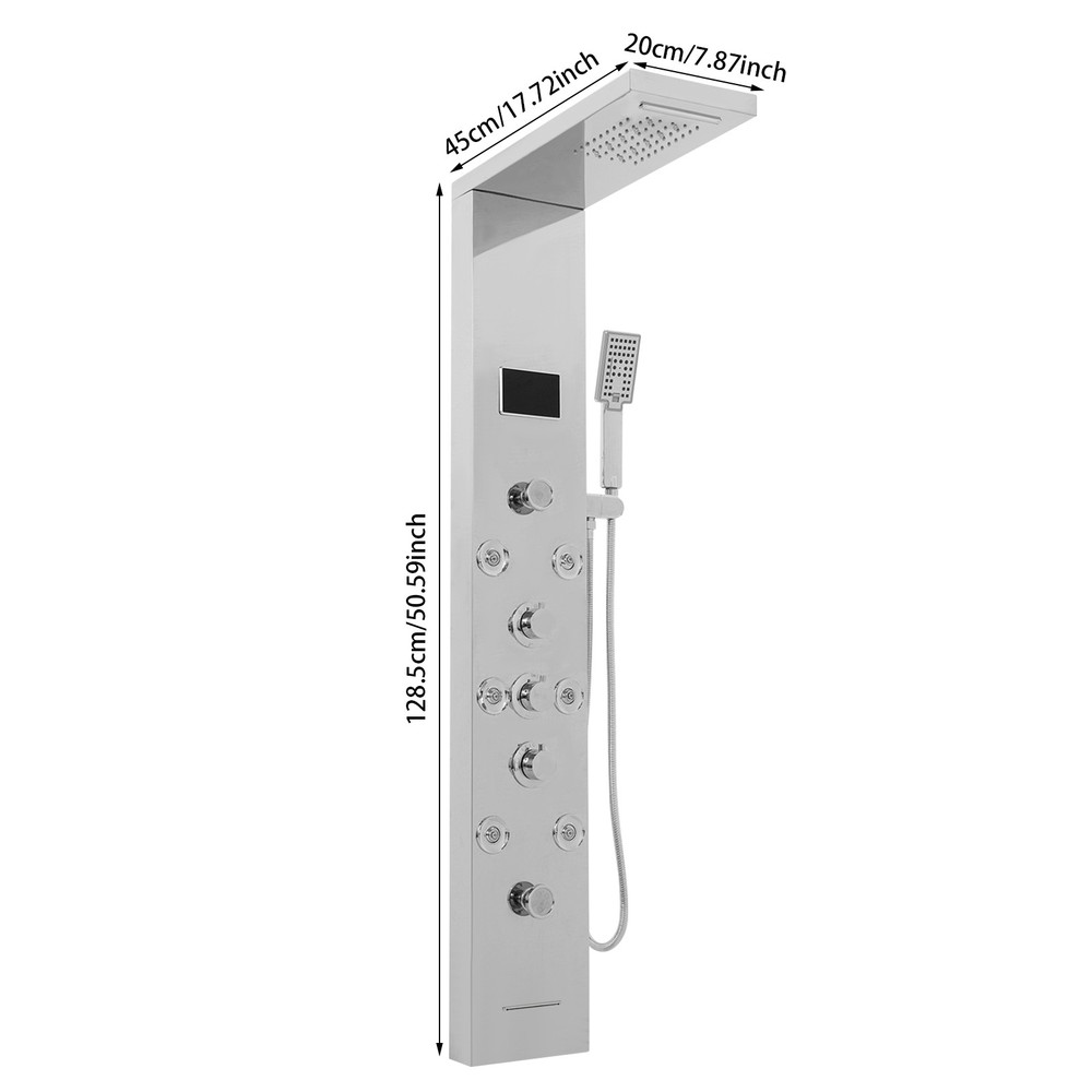 White Shower Panel With Waterfall / Rainfall Overhead Shower+Handheld Shower NEW