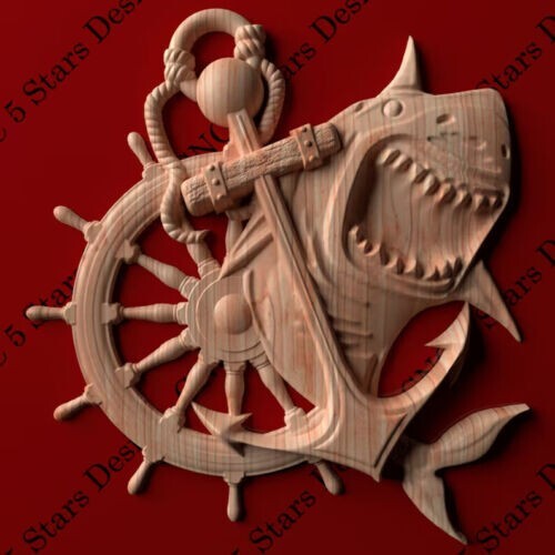 Shark carved in wood.Home decor
