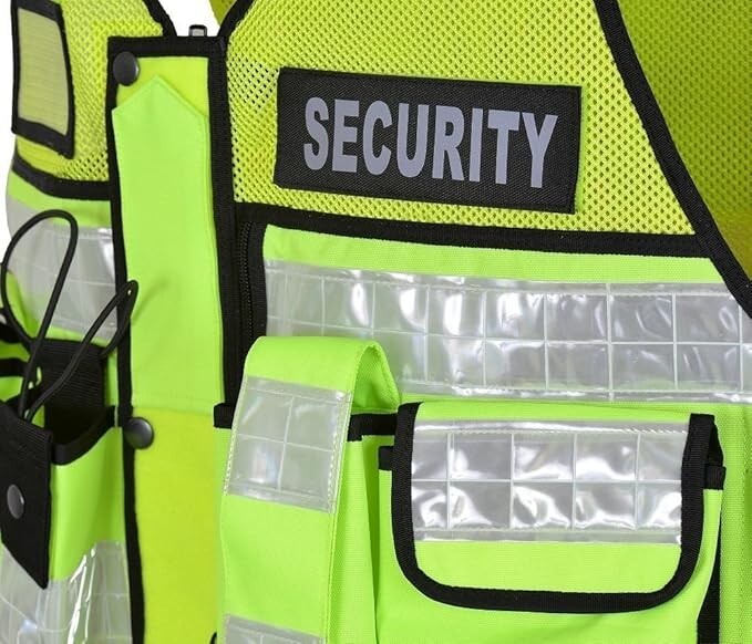 High Visibility Security Vest with Reflective Stripes - Ideal for Safety