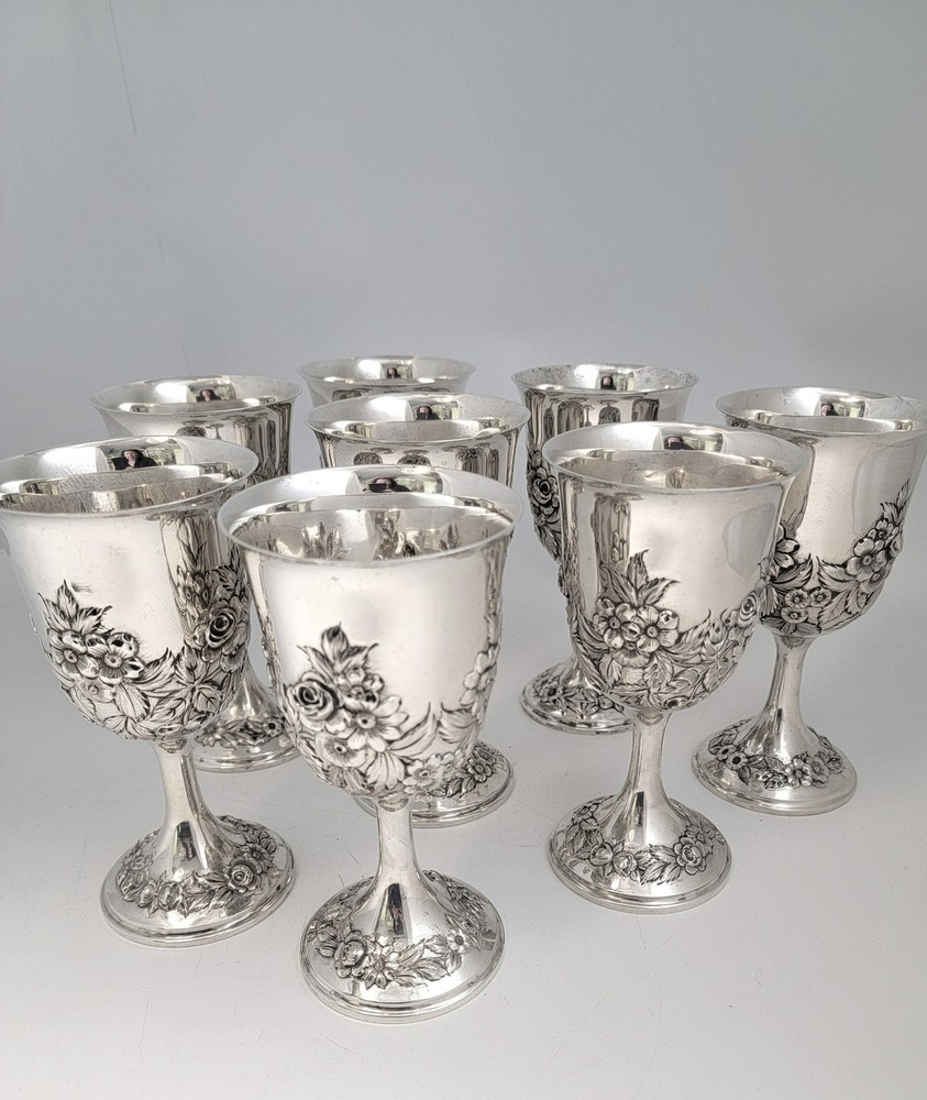 Sterling Silver Repousse Goblets by S. Kirk & Son #260C