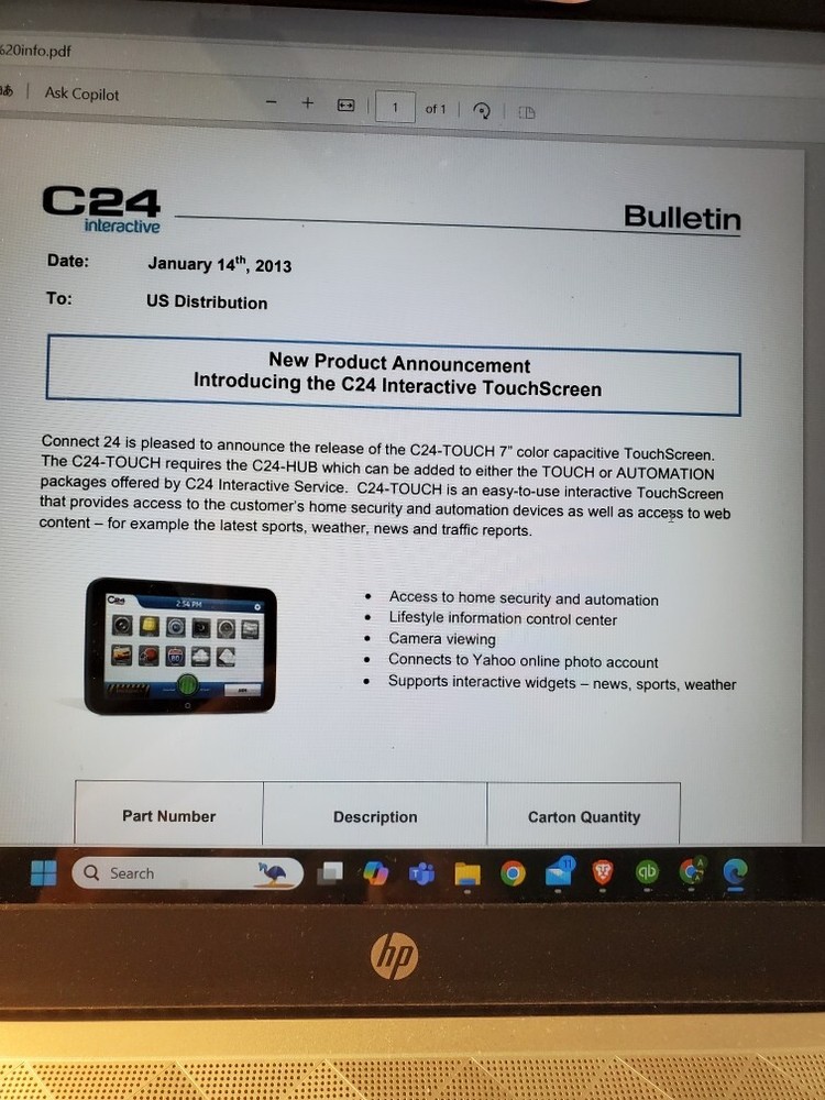 C24-touch DSC touch screen alarm keypad