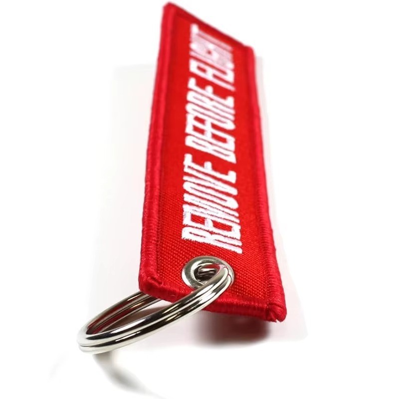 5PCS Aviation Remove Before Flight Keychain – Double Sided Embroidered Jet Tag