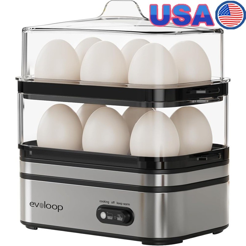 Stackable Egg Cooker Multi-functional Hard Soft Eggs Easy Clean 12 Egg Capacity