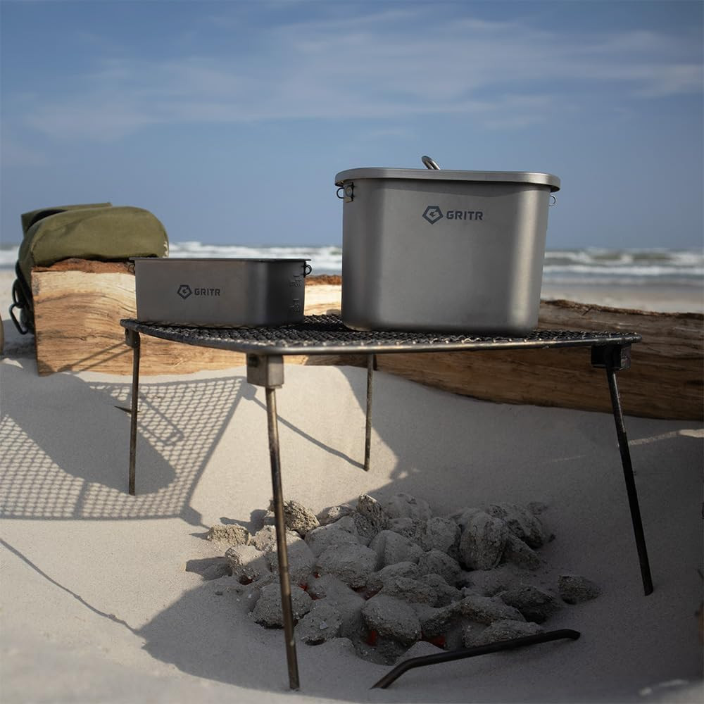 Titanium Canteen Mess Kit | Compact Portable Camping Open Fire Cookware Set for
