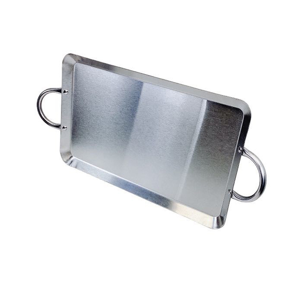 19" Rectangular Stainless Steel Serving Platter Ottoman Tray for Dining, Buffet