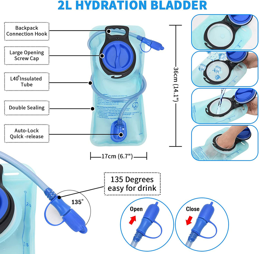 Hydration Backpack Pack with 2L Hydration Bladder - Lightweight Water Backpack W