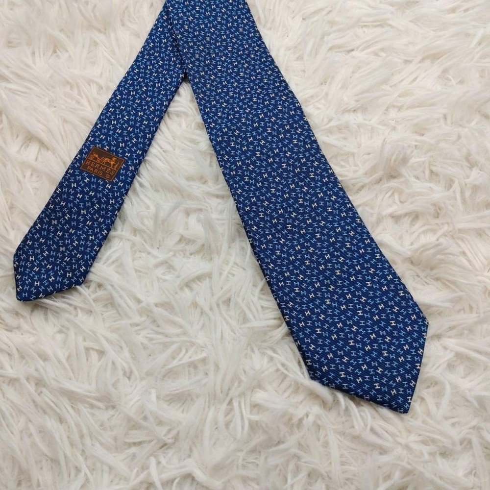 Hermes Silk Tie All Over Navy