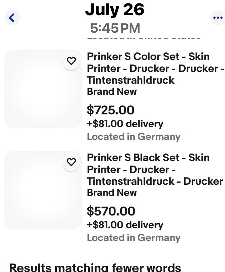 New Sealed Prinker S Color 3-D Custom Temporary Tattoo Device