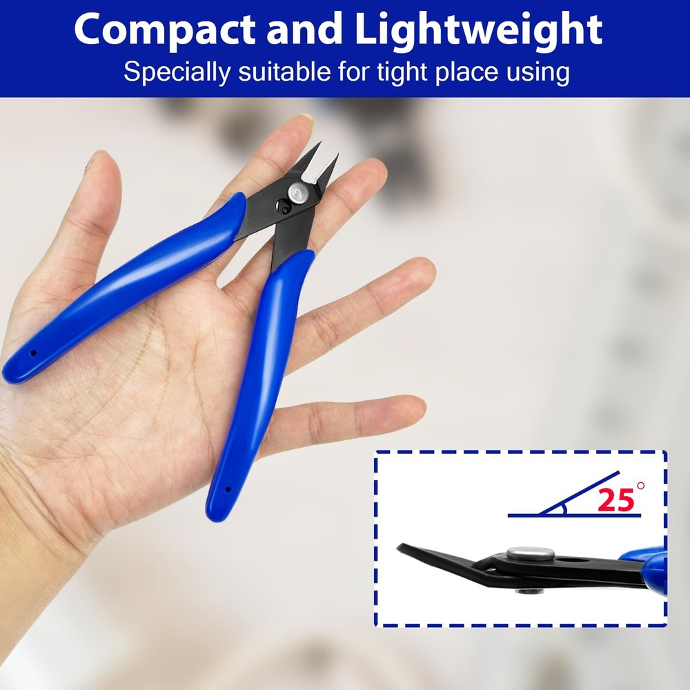 2 Pack Wire Cutters Set, 6" and 5" Ultra Sharp Flush Cutters, 5"+ 6", Blue