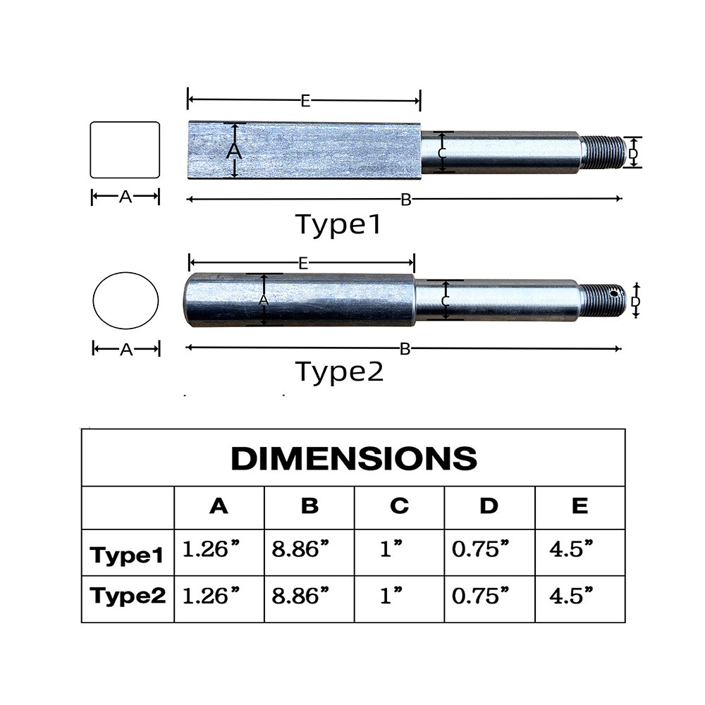 4 Sets Pre-Assembled Hub & Round BT8 Spindle Pre-Greased 4 on 4" Bolt Idler 1"
