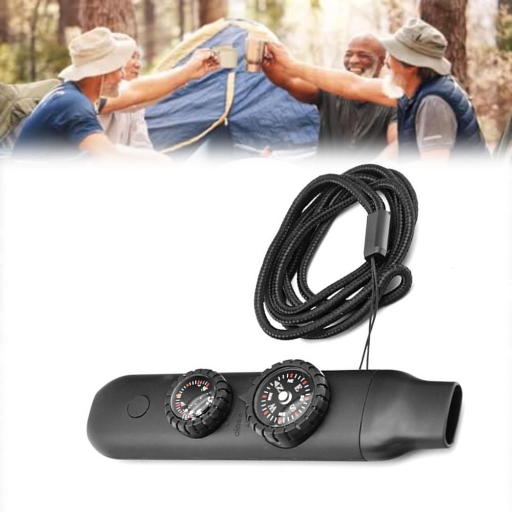 Multi functional 7 in 1 Whistle with LED Light For Compass for Camping Gear