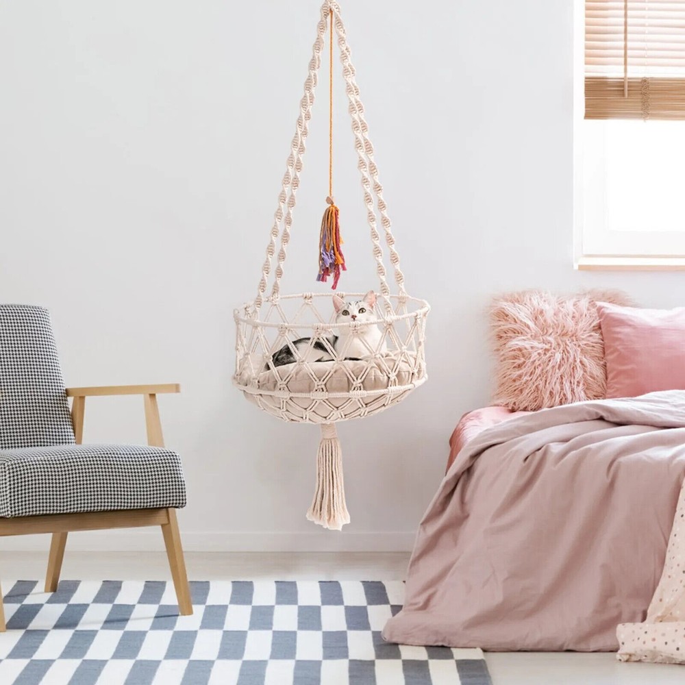 1Pcs Handwoven Cat Window Perch Bed with Hanging Kit Hammock for Sleeping