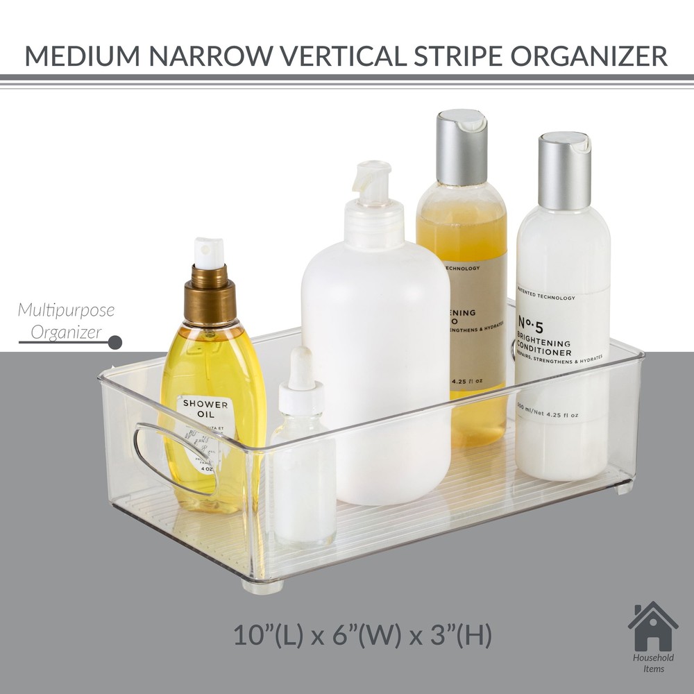 Medium 10" x 6" Vertical Stripe Cabinet Organizer Clear