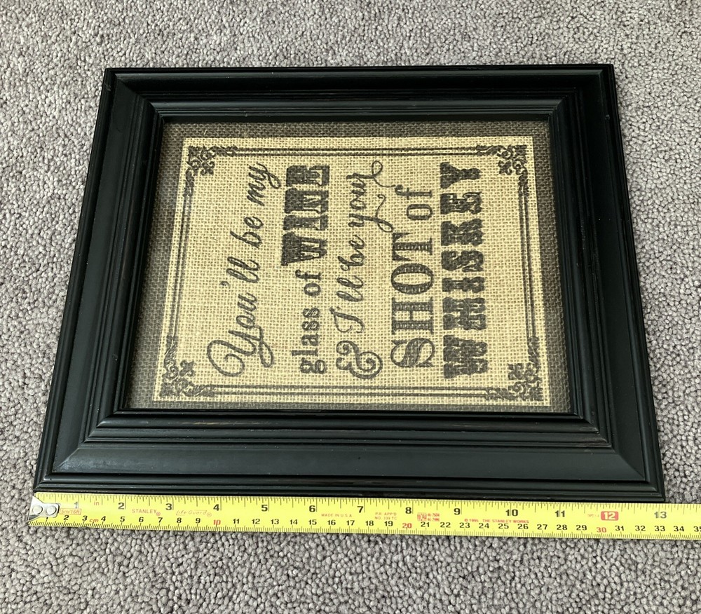 11” X 13” FRAMED BURLAP SAYING BAR ACCESSORY