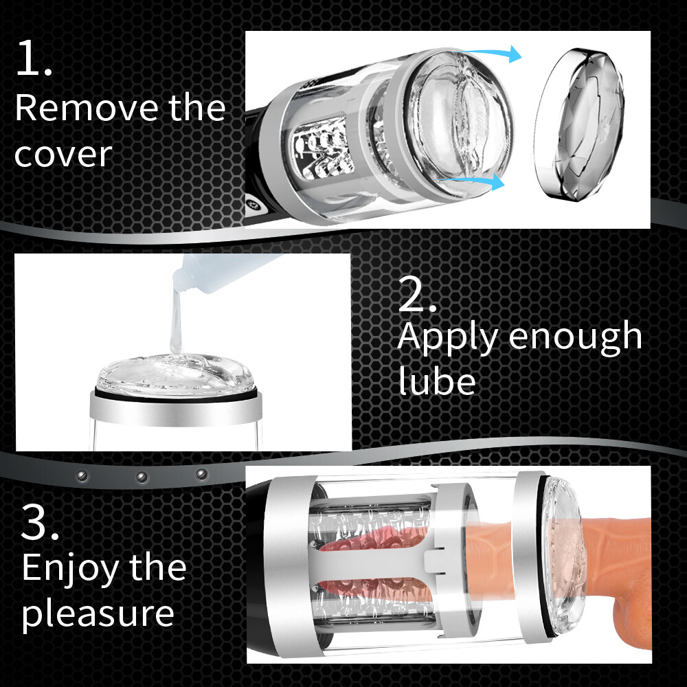 Men Automatic Telescoping Male Masturbator Stroke Rotating Handsfree Lubricants