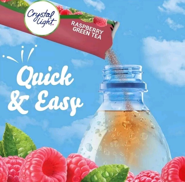 6 Pack Crystal Light On-the-Go Raspberry Green Tea Drink Mix 60 Packets