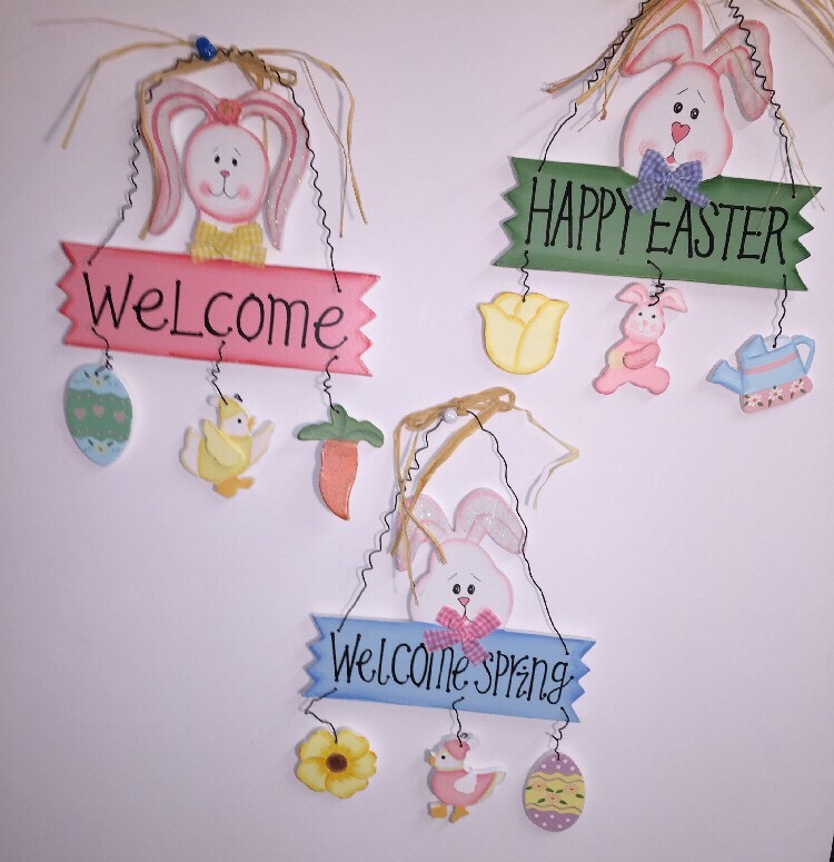 3-wood Easter/welcome/welcome Spring  Plaque
