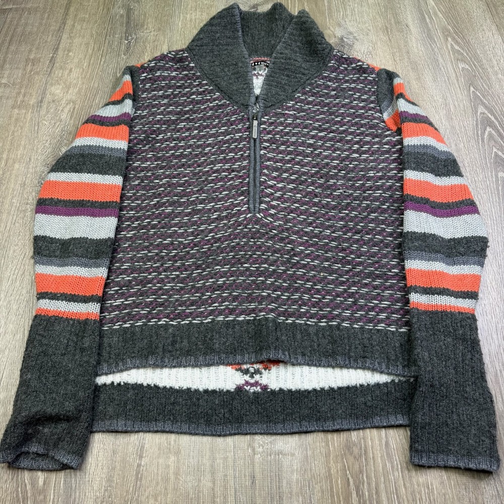 Smartwool Womens Gray Aztec Chup Potlach Quarter-Zip Pullover Sweater Size L