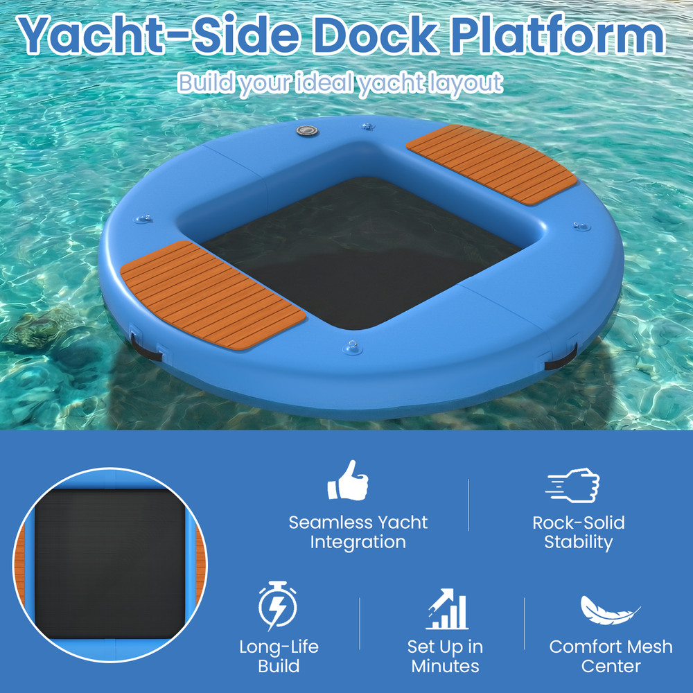 8ft Inflatable Floating Platform, Mesh Swim Net, EVA Deck, 6in Thick