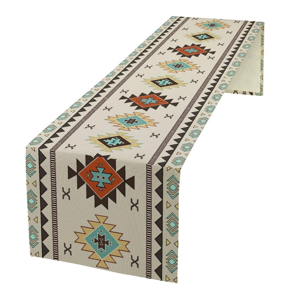 Aztec Southwest Table Runner,Ethnic Style Design Geometric Table Runners Tabl...