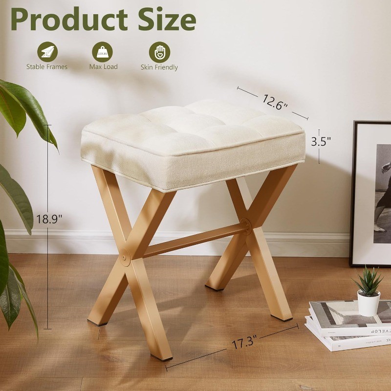 Royal Windsor Vanity Stool,Square Ottoman Stool Foot Rest
