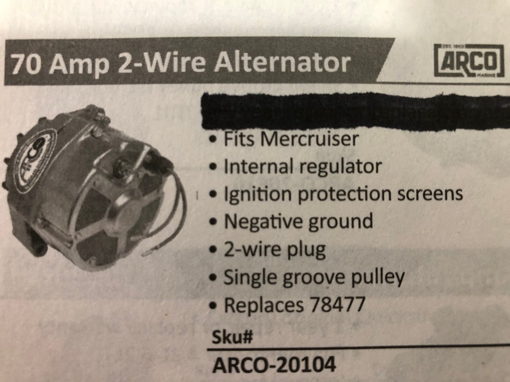 ARCO 20104 MARINE ALTERNATOR REMANUFACTURED
