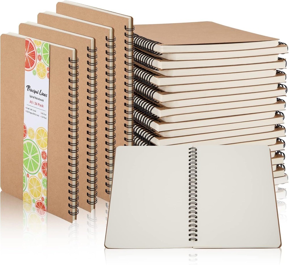 12 Pack A5 Spiral Notebook Soft Cover Blank Journal Notebook for Office School