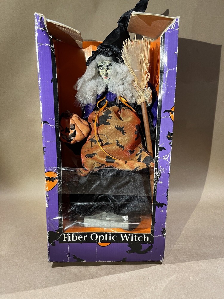 Halloween Fiber Optic Witch In Box DOES NOT LIGHT UP  Table Deco 13”