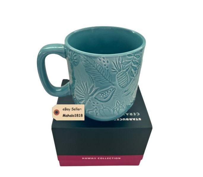 🌺Starbucks Hawaii Exclusive Blue Debossed Ceramic Mug - 12oz