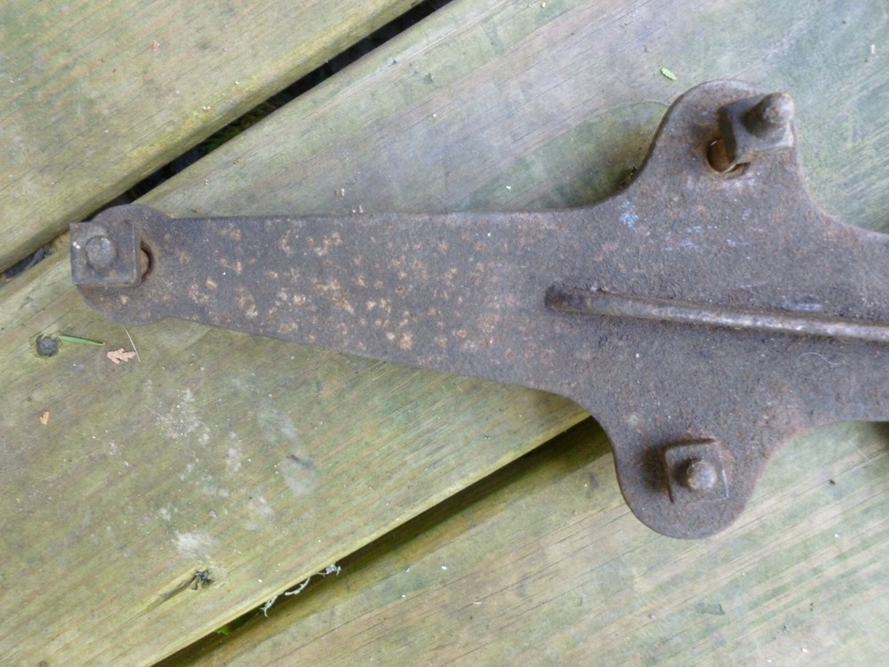 Antique 15.5" Primitive Cast Iron Architectural Barn Rollers Pulley Hanger