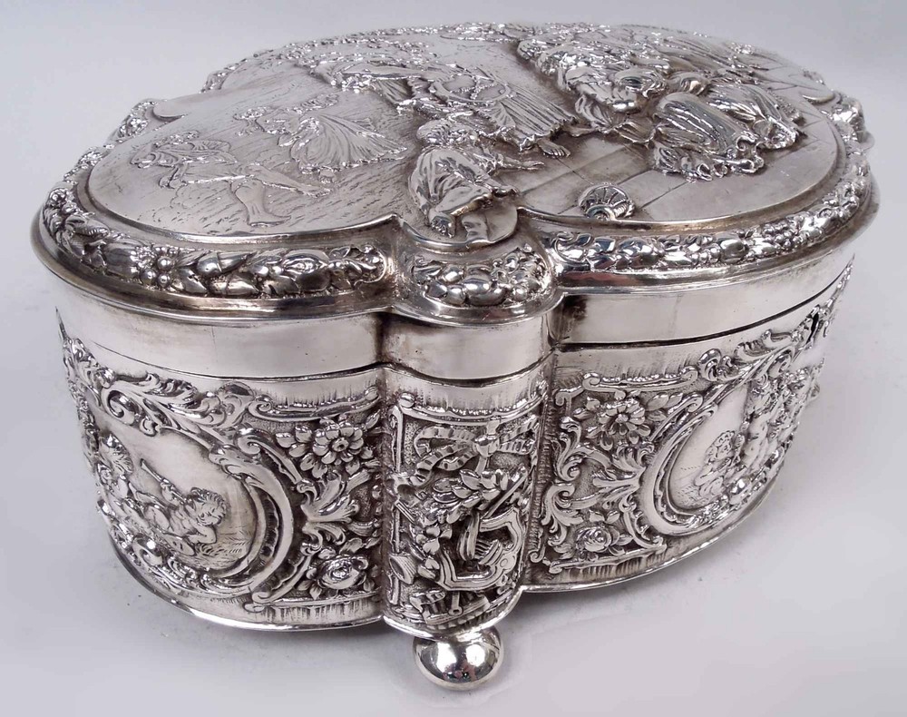 Antique Box Rococo Revival Casket German Sterling Silver