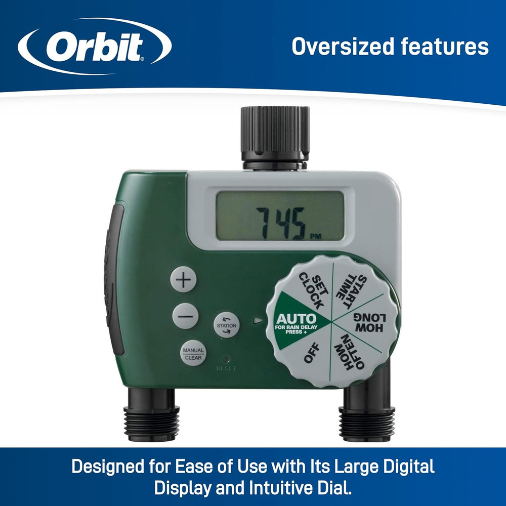 58910 2-Outlet Programmable Digital Hose Watering Timer