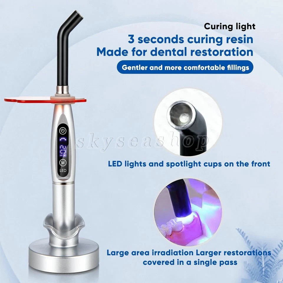 Dental Upgraded Rainbow LED Curing Light 1500-2000mw/cm2 3 Modes Silver