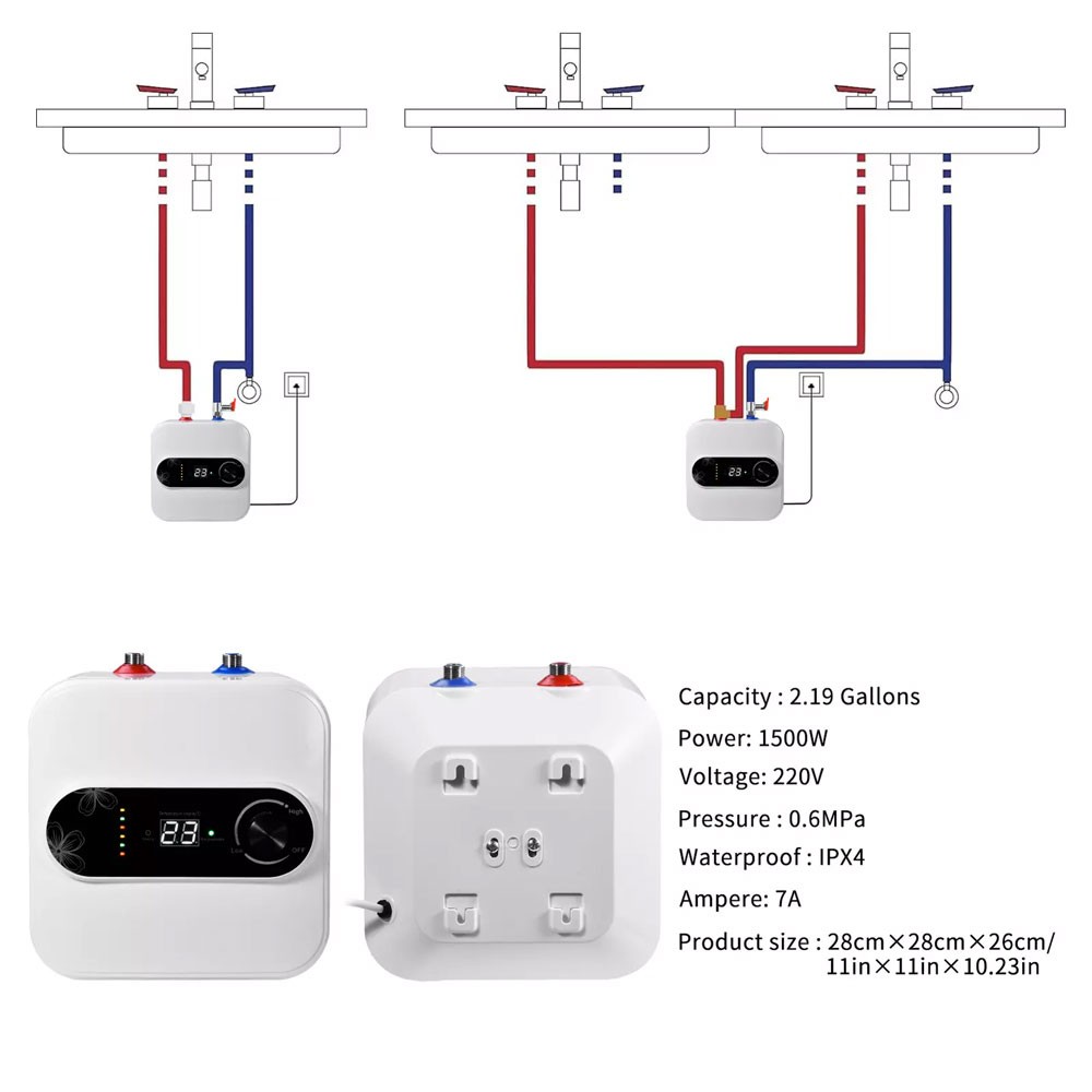 Electric Instantaneous Water Heater for Under Sink Basin Mixer Instant Heater US