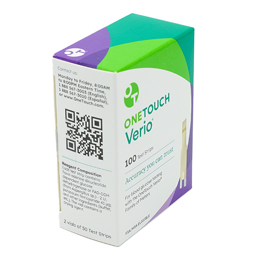 OneTouch Verio Test Strips 100 Count 12/2026+